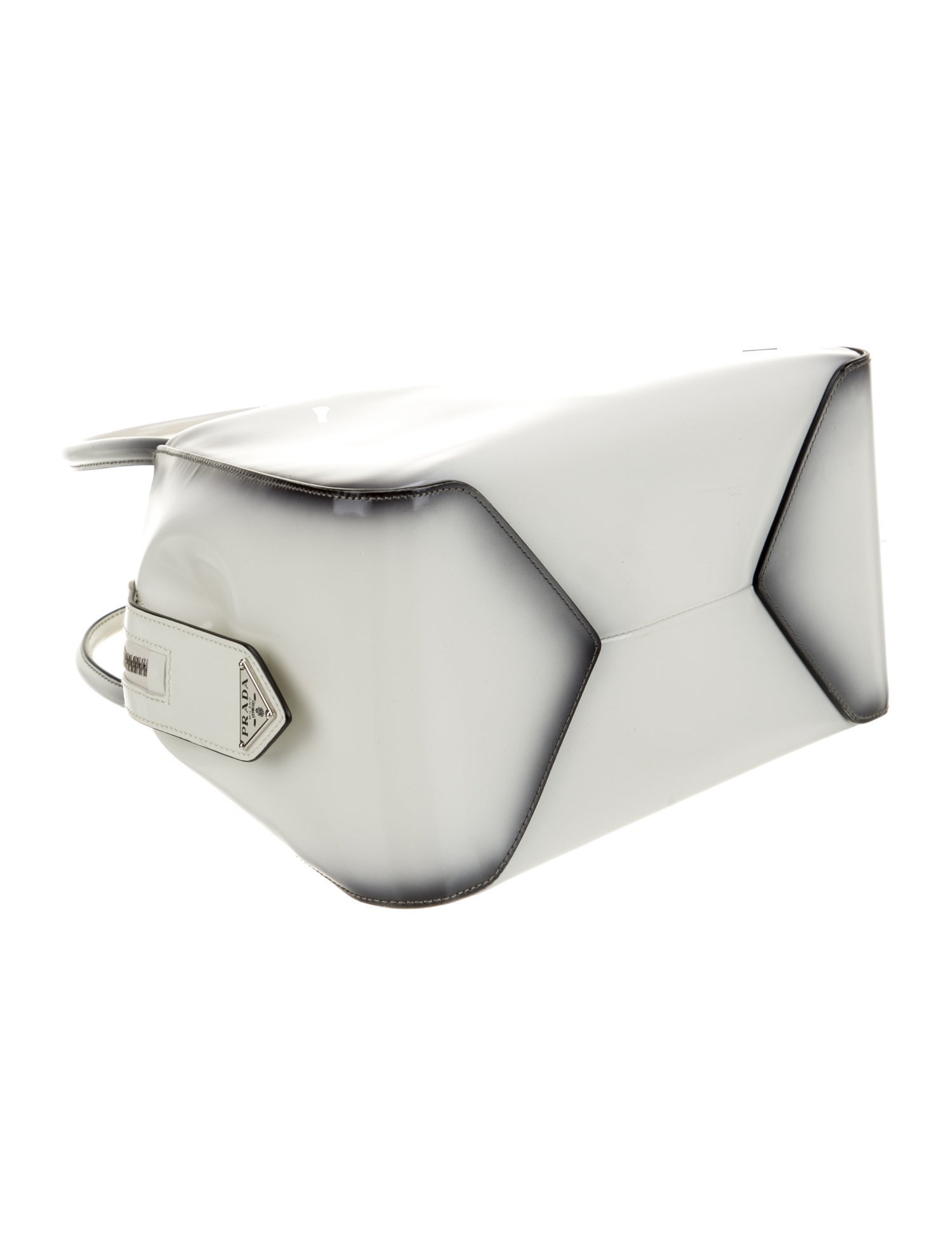 Prada Enameled Metal Triangle Top Handle Bag
